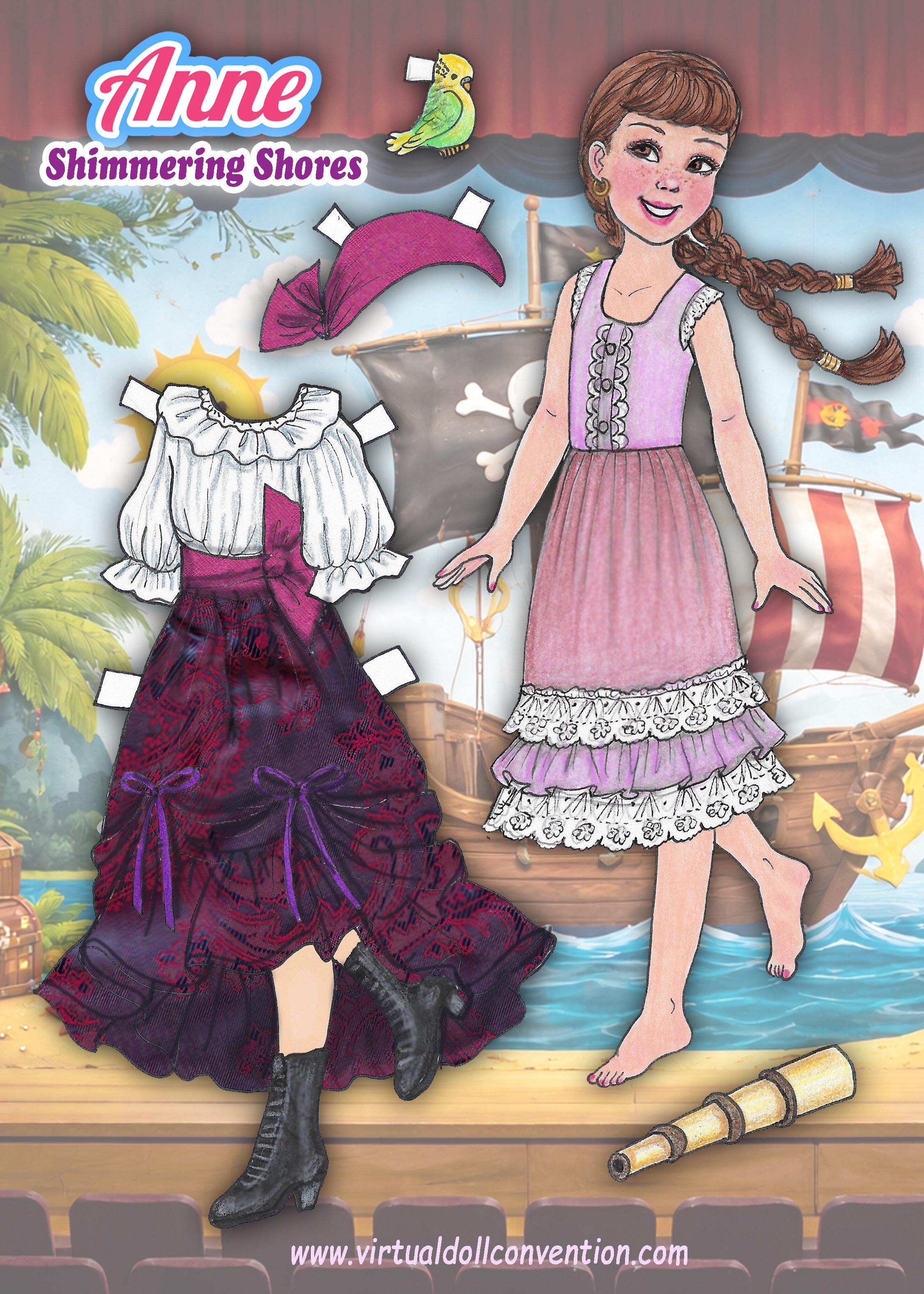 Anne as Little Red Riding Hood Free Printable Paper Doll | Art by